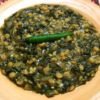 Indian Food: Chana Dal with Spinach